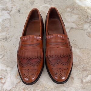 Allen Edmonds Wakefield Leather Wingtip Penny Loafers Cognac